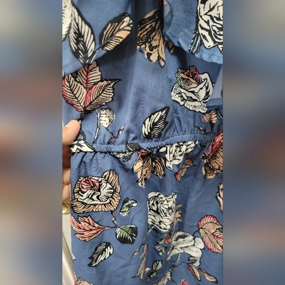 Blue Floral Off-Shoulder Mini Dress - Picture 9 of 10